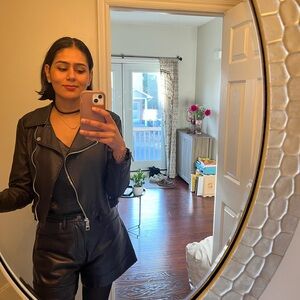 Agolde black leather shorts size 26